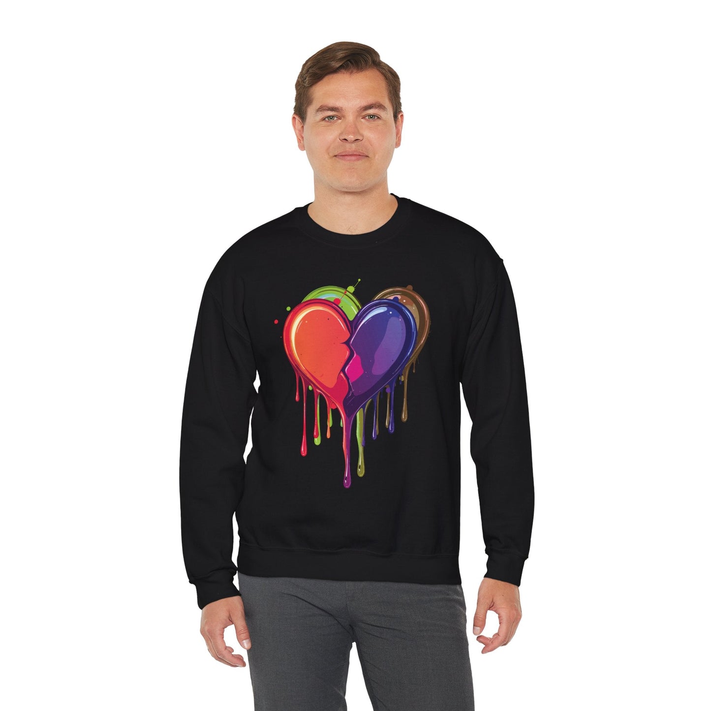 Unisex Double Heart Sweatshirt Valentines Day Love Theme Big Heart Design