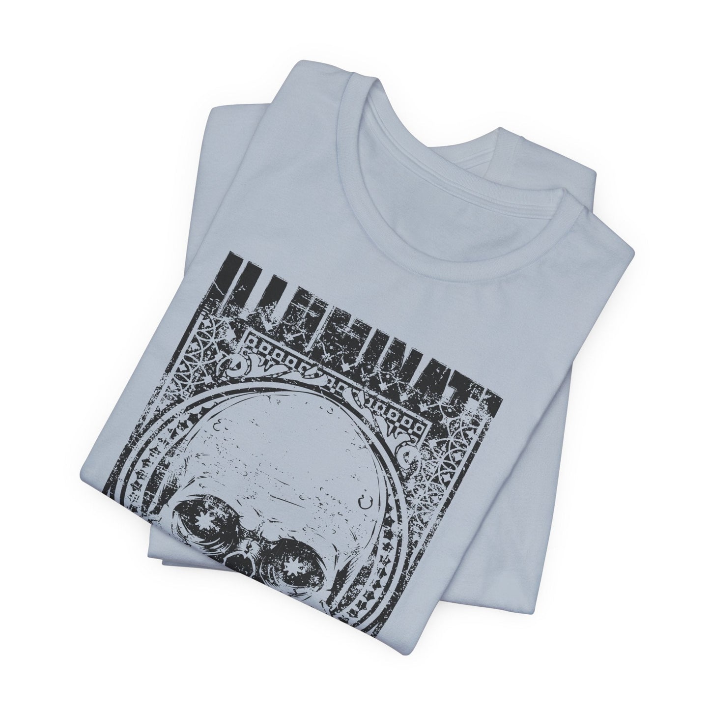 Skull Circle Graphic T-Shirt Vintage Etching Illustration Art Design Tee A-9
