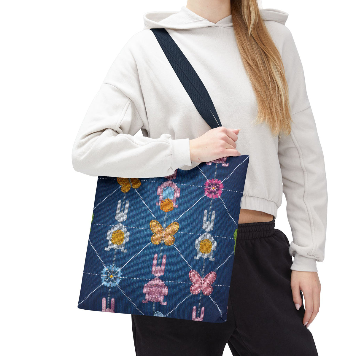 Easter Graphic Design Denim Fabric Imitation Print Unisex Canvas Bag Poly Spun 3 Sizes Tote Bag 204-12