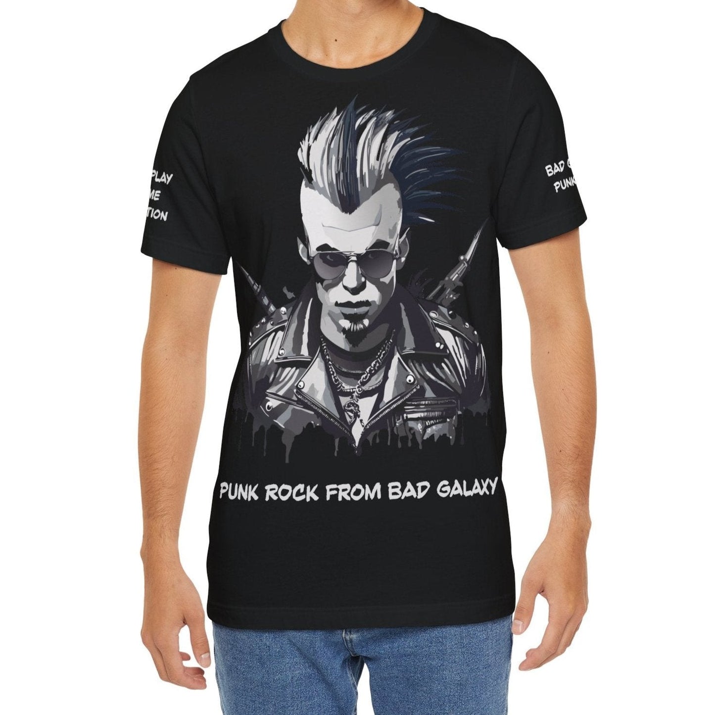 Punk Rock Tee Shirt 100 Percent Cotton Made To Order From Bad Galaxy Eco Friendly Inks USA