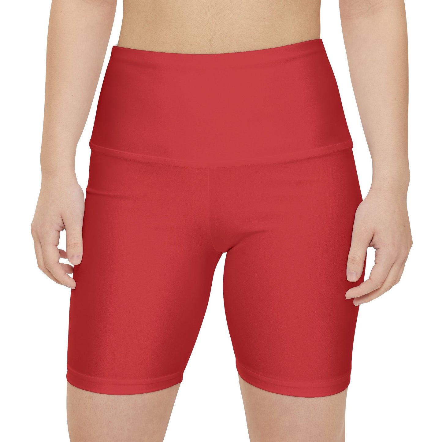 Tomato Jam Red Women's Workout Shorts — High-Waist Red Athletic Biker Shorts