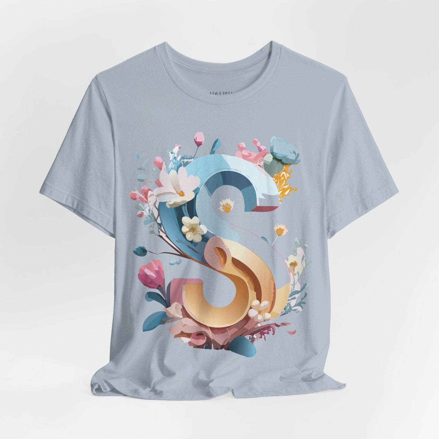 Letter S Shirt Graphic Tee Unisex Short Sleeve Vintage Inspired Adelpha Art Design