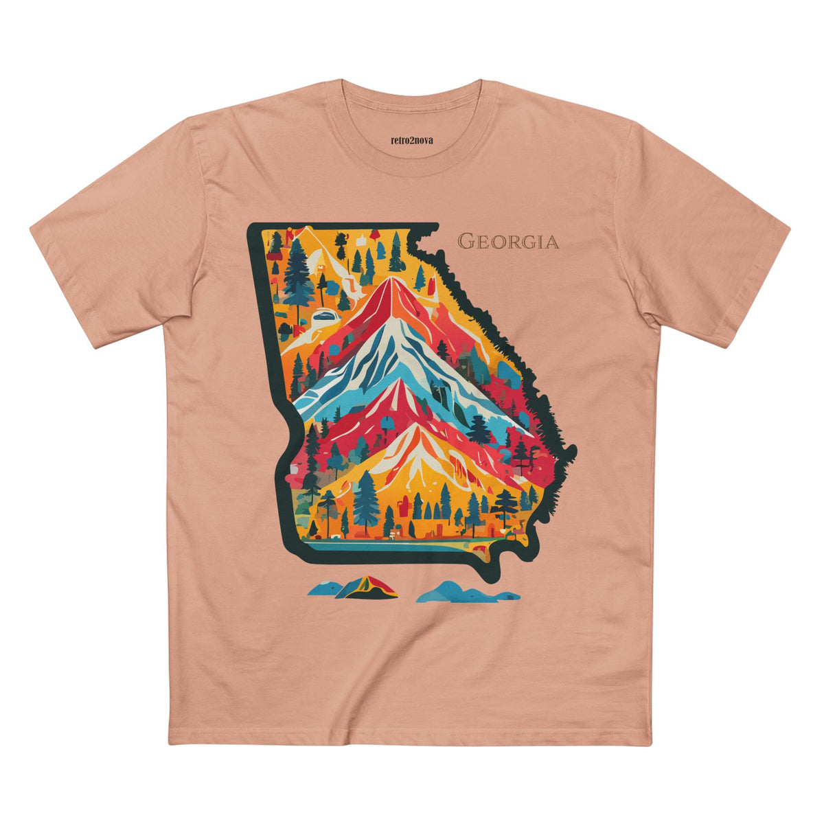 Georgia mountain state map T-Shirt | colorful retro landscape tee