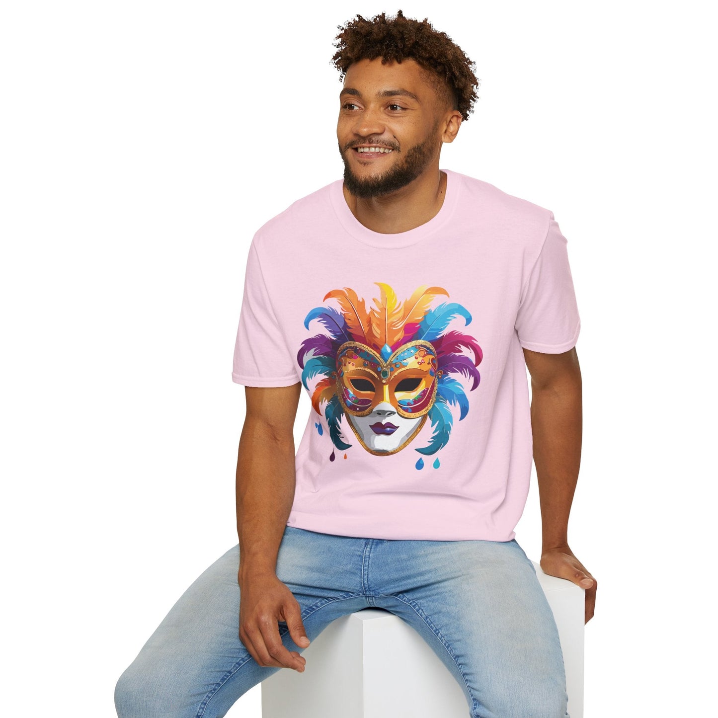 Mask Tee Shirt Unisex Masquerade Design Art Graphic Gildan Softstyle 64000 Cotton Tee