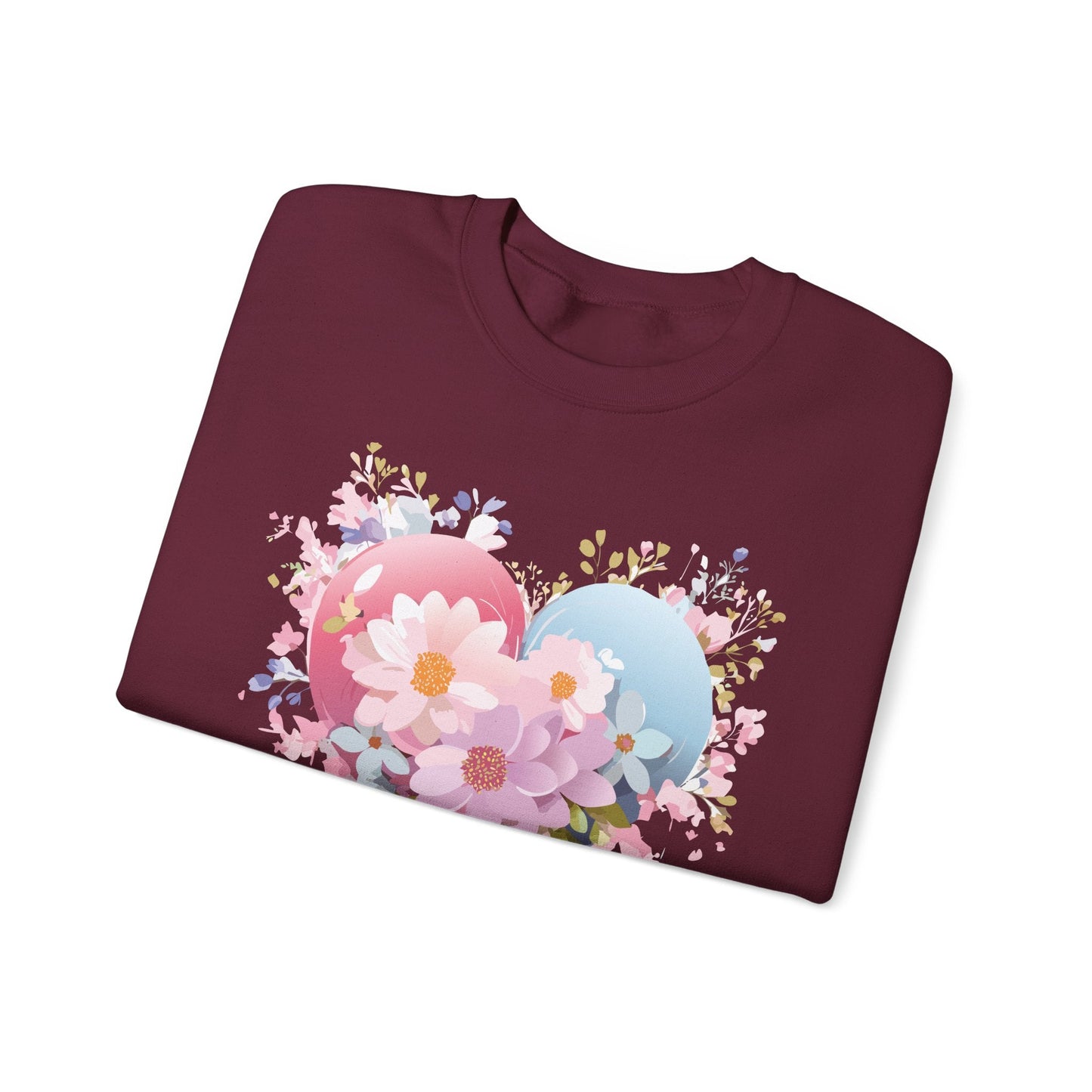 Floral Heart Unisex Crewneck Sweatshirt Gildan 18000 Heavy Blend 50 Cotton 50 Polyester