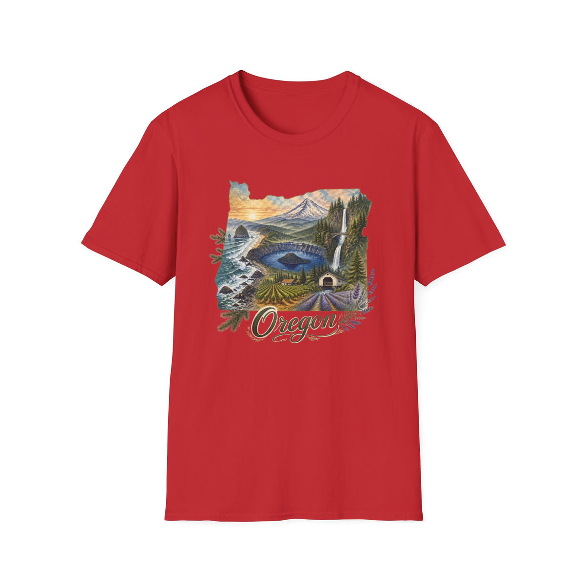 Oregon Crater Lake Mountains Travel Graphic Design Unisex 100 Cotton Gildan T-Shirt