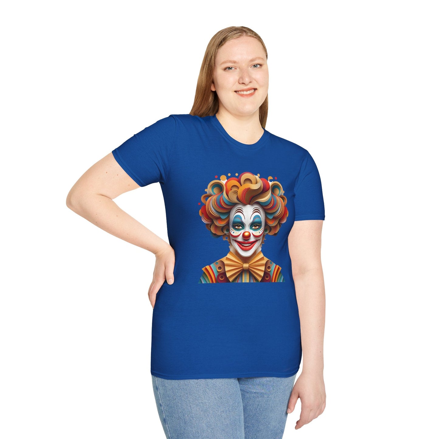 Unisex Clown Shirt Funny Man Circus Tee Short Sleeve Gildan Softstyle 64000 Cotton