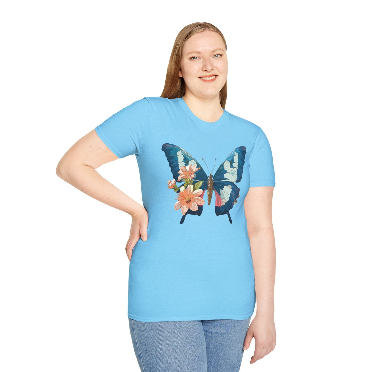 Butterfly Themed Unisex T Shirt Monarch Design Softstyle 64000 100 Cotton Tee For Everyday Comfort