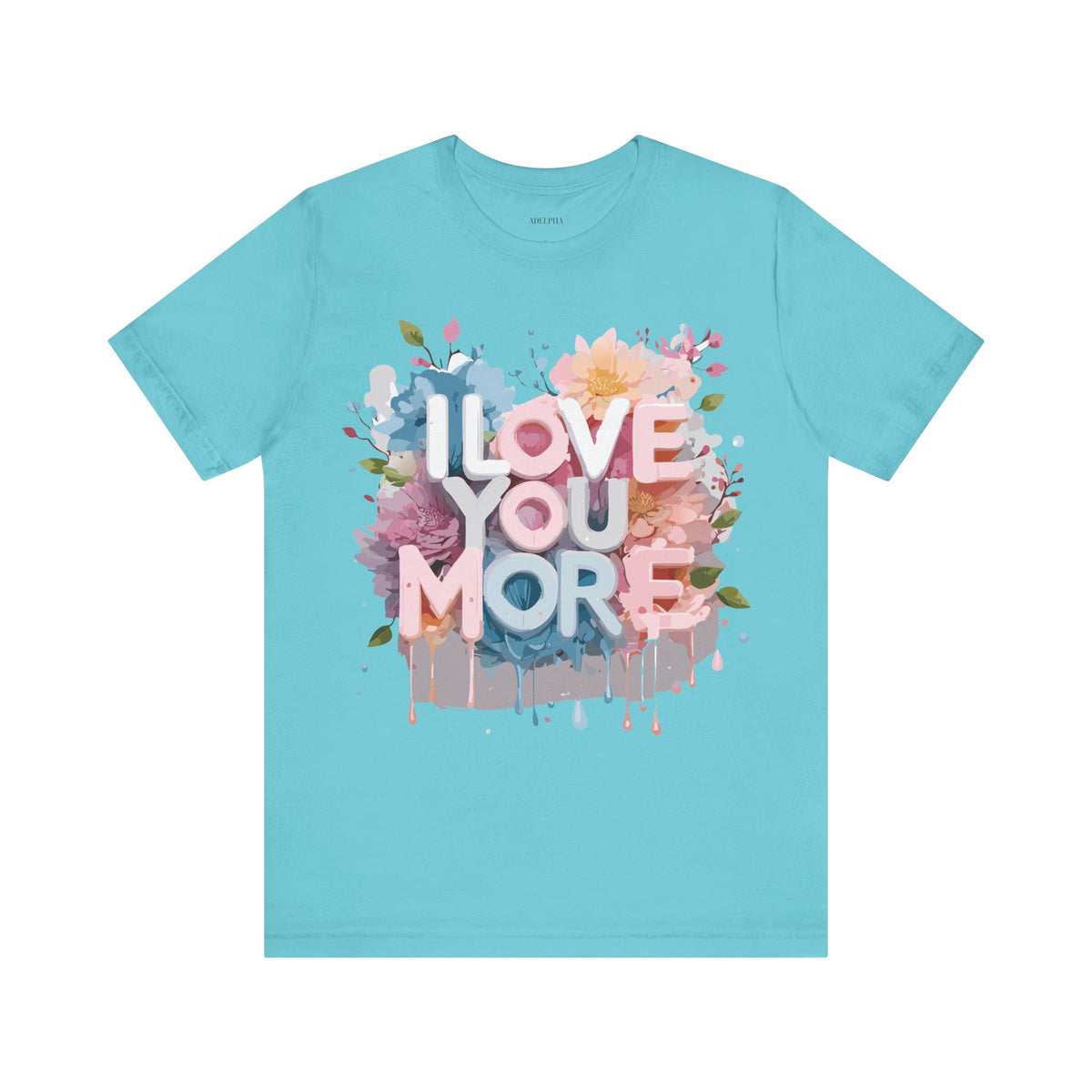 Valentine's Day Graphic Unisex Cotton Bella+Canvas Tee with Floral Art Design d135