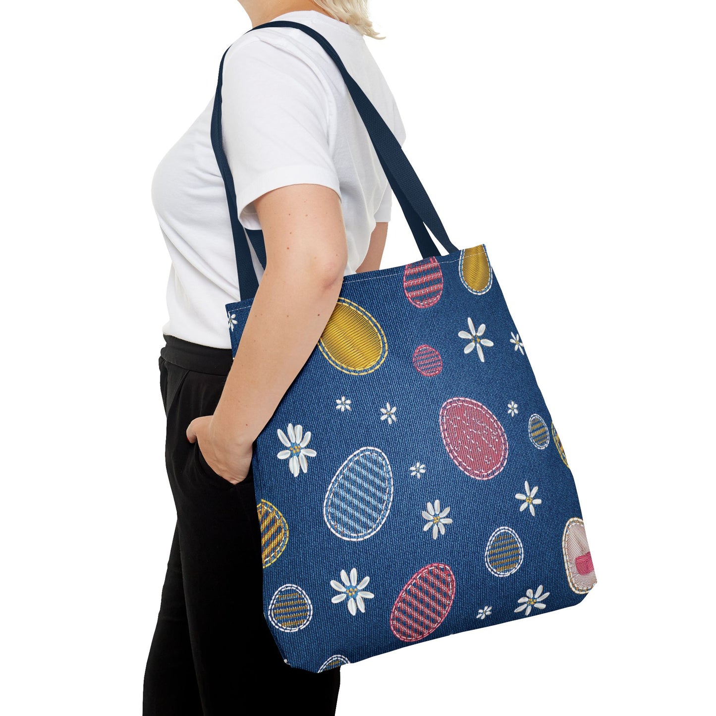 Easter Graphic Design Denim Fabric Imitation Print Unisex Canvas Bag Poly Spun 3 Sizes Tote Bag 204-15