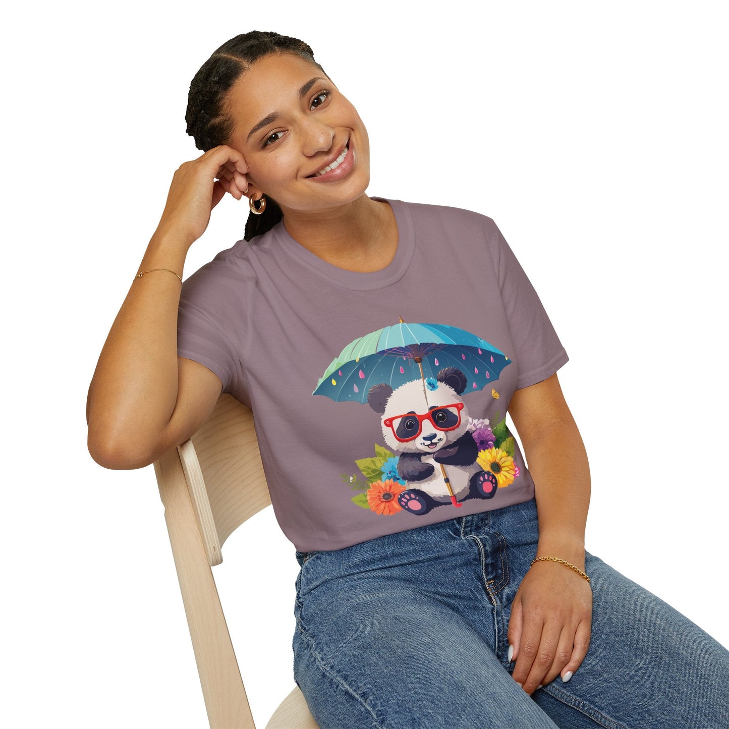 Panda Shirt Unisex Tee 100 Percent Ring Spun Cotton Softstyle Gildan 64000 Animal Print