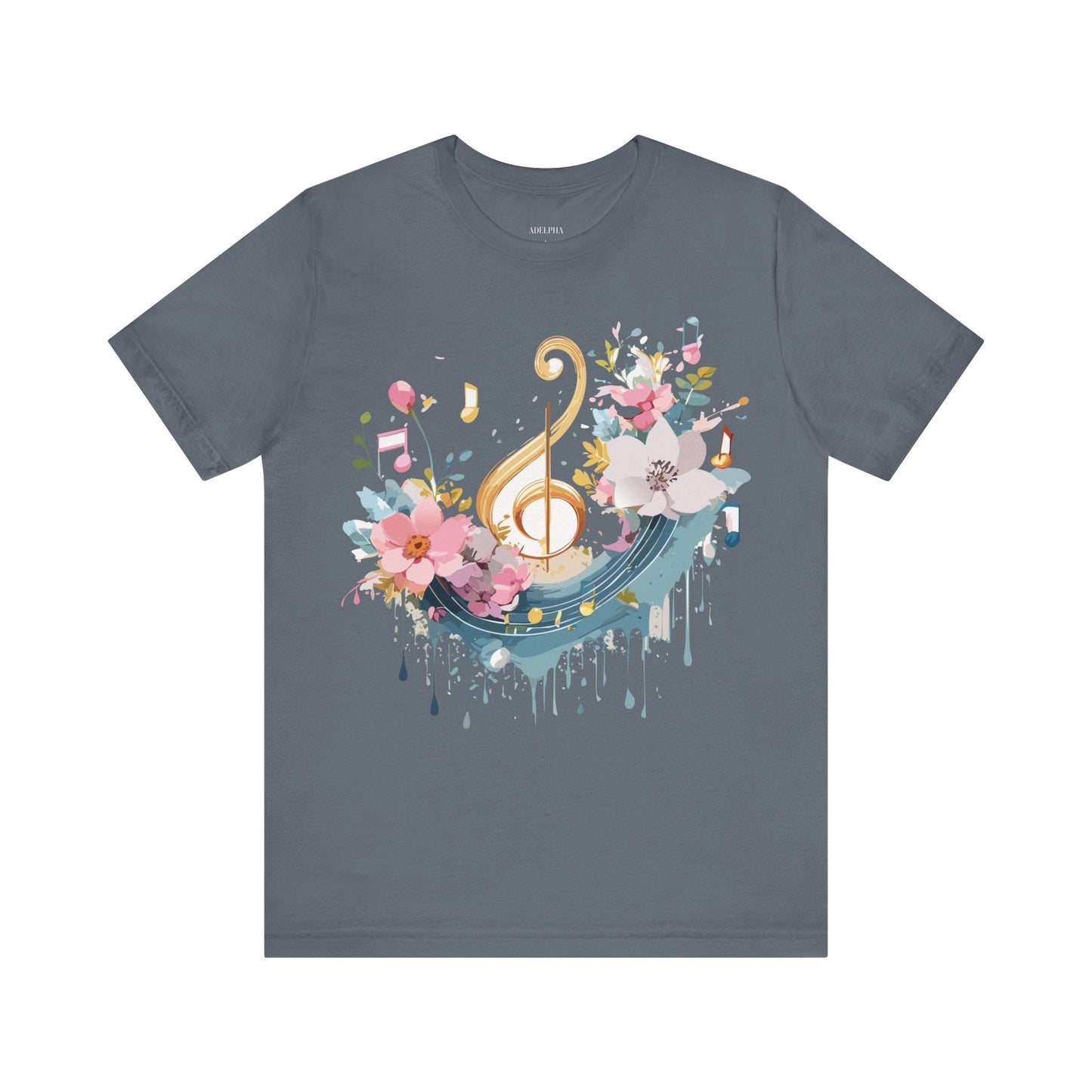 Music Graphic Unisex 100 Cotton Vintage Art with Musical Elements Tee 65