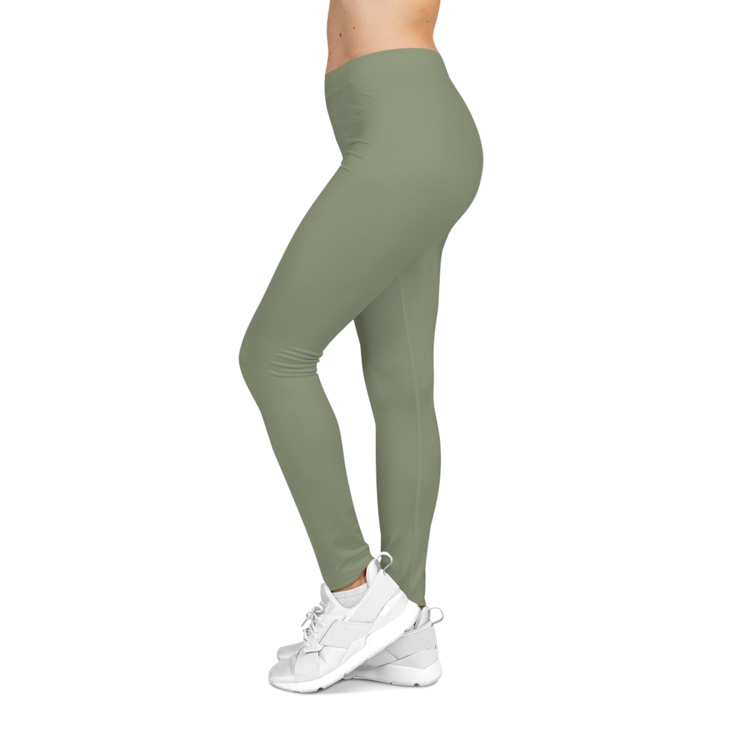 Dusty Sage Green Color Women's Poly-Span Casual Leggings XS-2XL