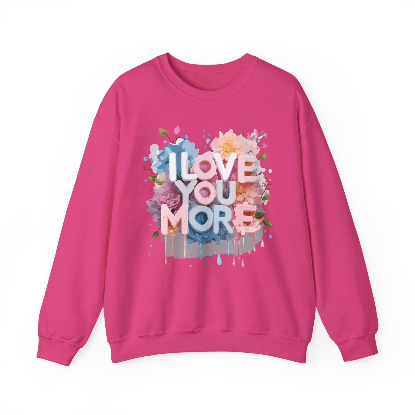 Floral Love Sweatshirt Unisex Heavy Blend Crewneck Valentines Day 50 50 Cotton Polyester Gildan 18000