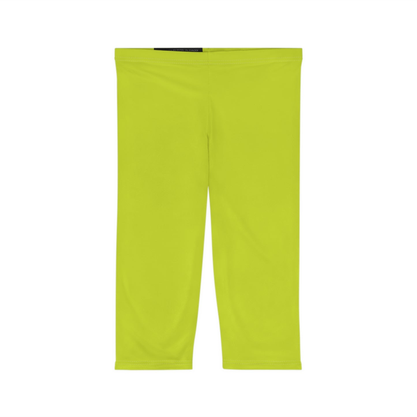 Bright Lime Color Women's Brushed Suede Poly Span Casual Capri Leggings XS-2XL