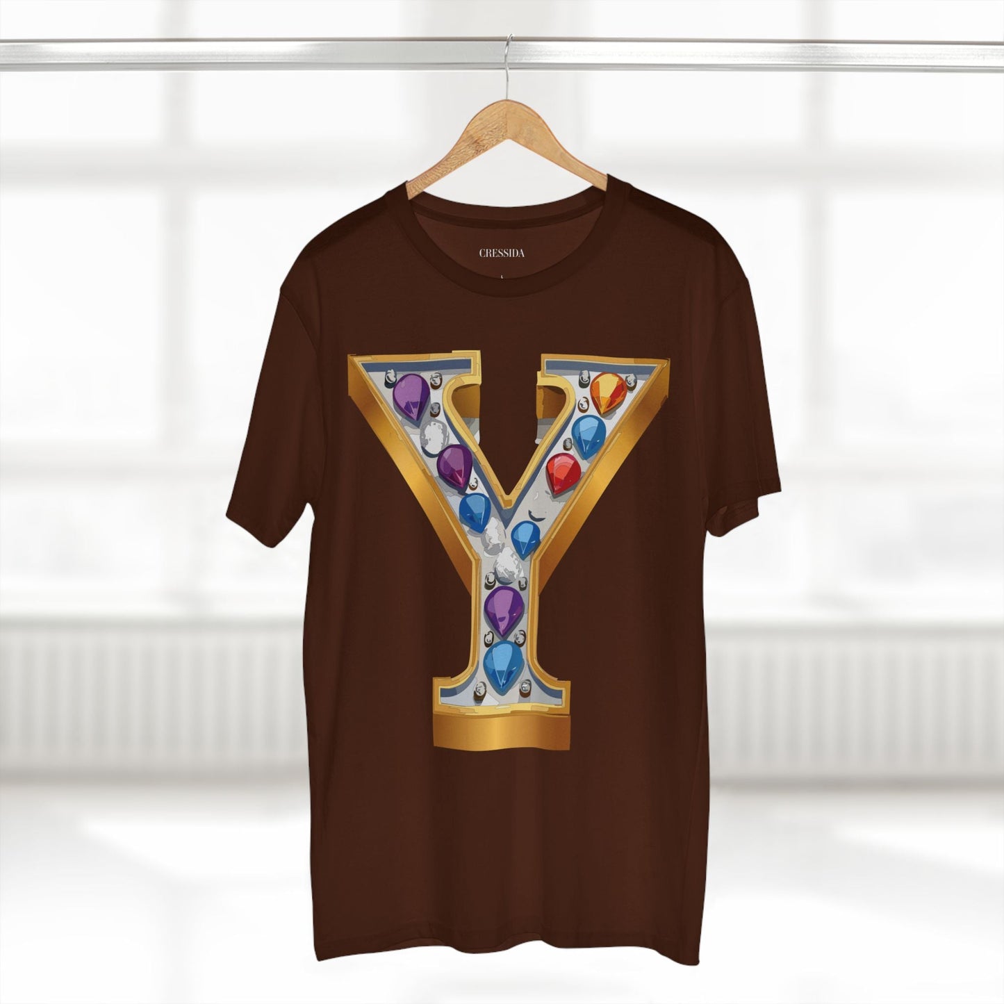 Letter Y Graphic Design Tee Unisex 100 Cotton With Antique Gold Letters Artwork T-Shirt