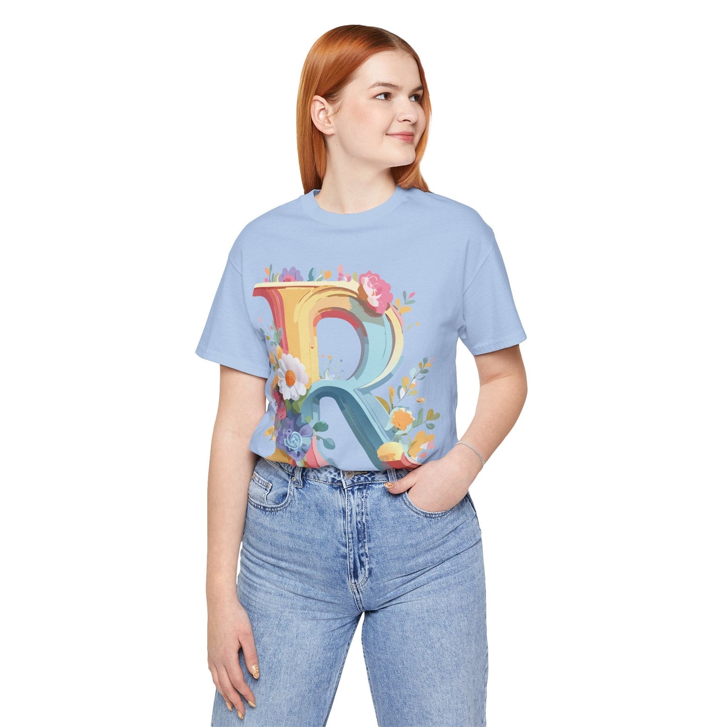 Adelpha Letter R Graphic Tee Unisex Short Sleeve Vintage Style Art Design Artwork Premium Fit