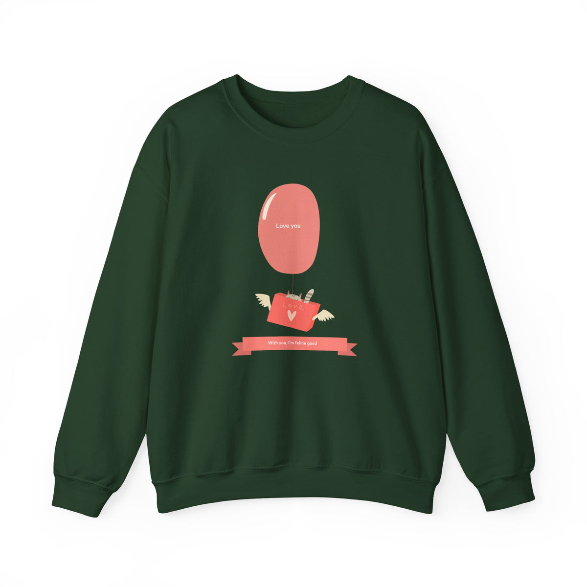 Cat Graphic Valentine's Day Sweatshirt Unisex 50/50 Cotton-Poly Animal Sweatshirt w15