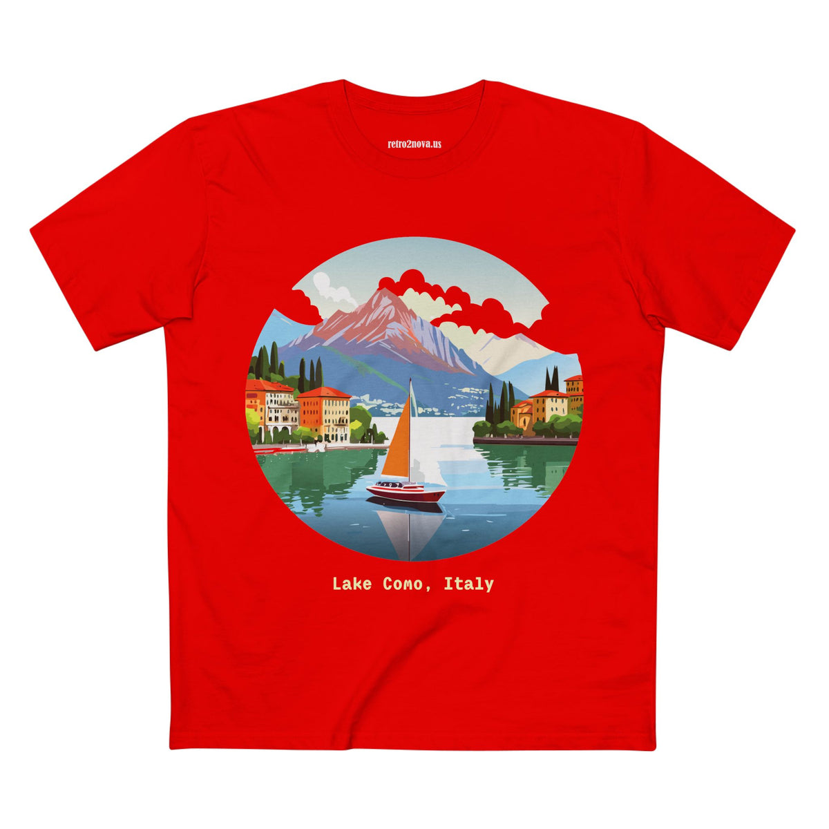 Lake Como Italy illustration T-Shirt | Scenic Travel Italy Tee