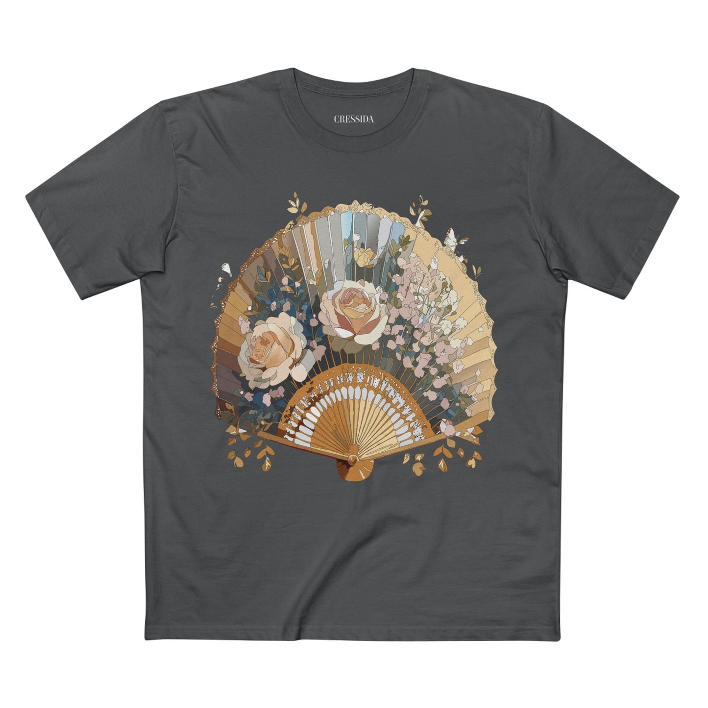 Antique Fan Graphic Design T-Shirt Unisex 100 Cotton Floral Carnival Artwork Tee 6
