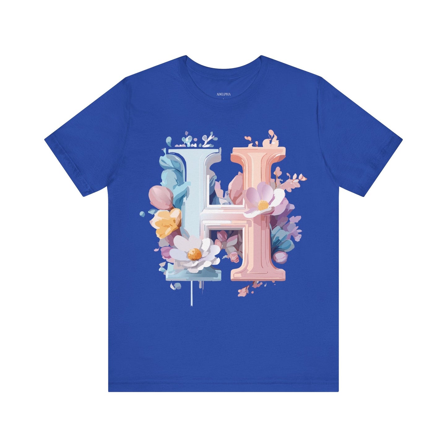 Letter H Shirt Graphic Tee Unisex Short Sleeve Premium Vintage Inspired Artwork Adelpha