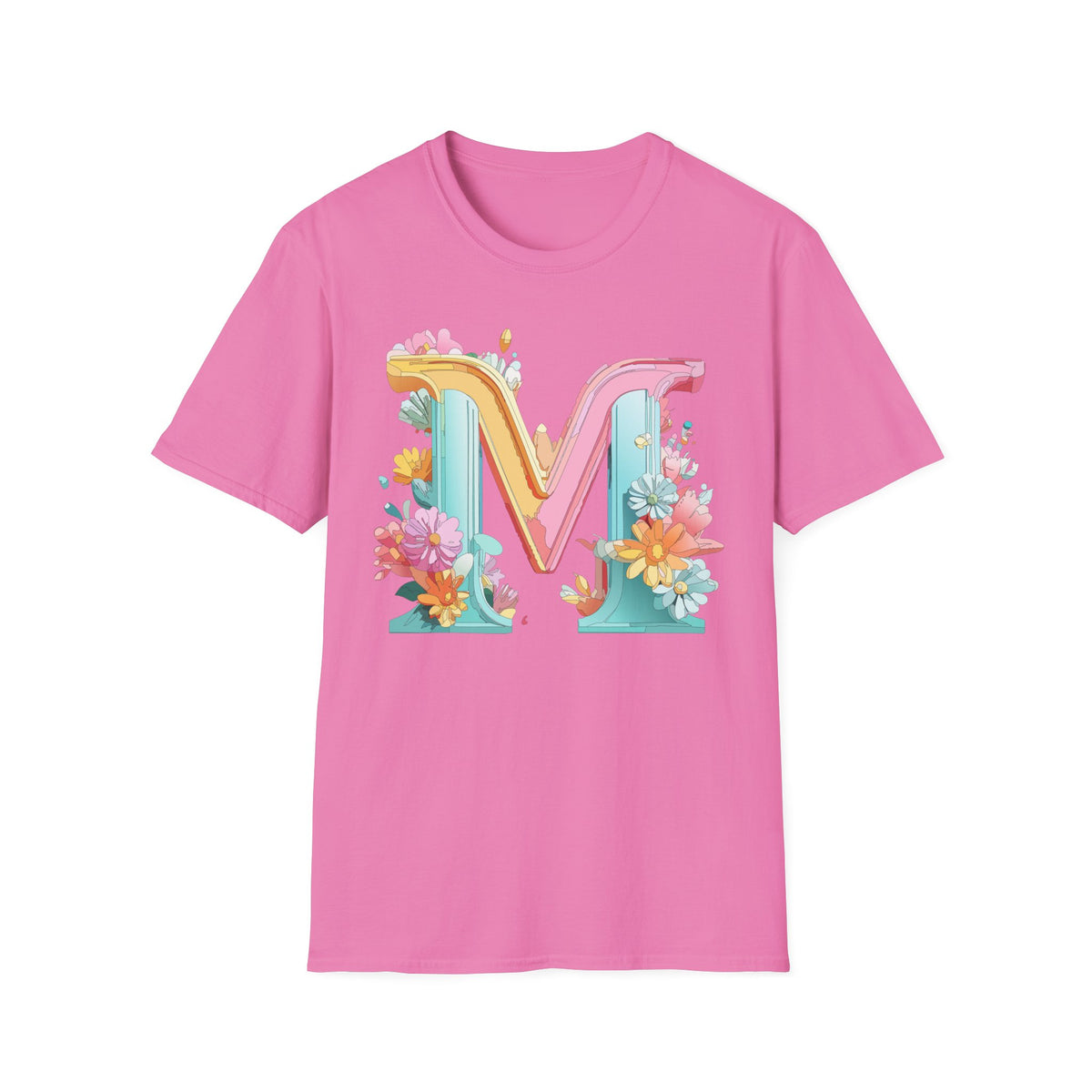 Floral Pastel Letter M T-Shirt | Monogram Initial Tee