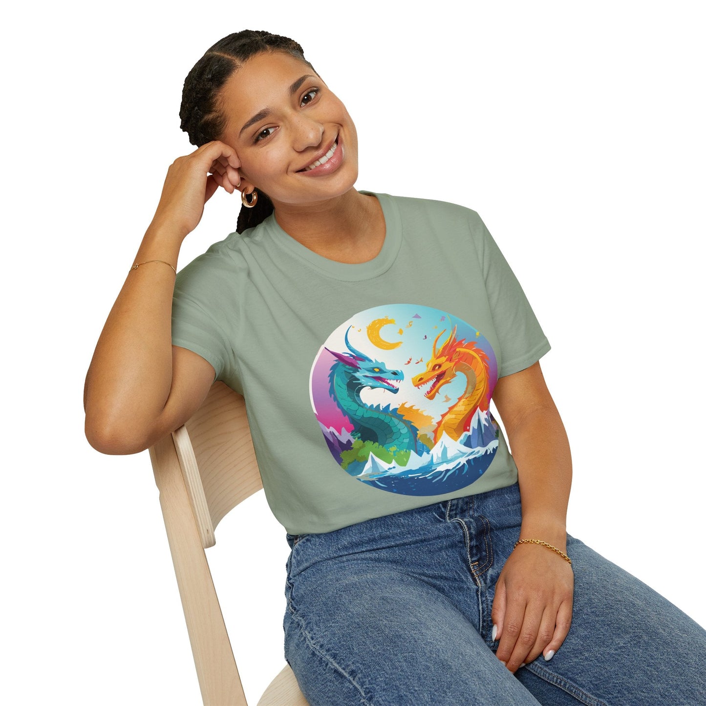 Dragon Graphic Unisex Cotton Softstyle Art Design Tee With Animals 29