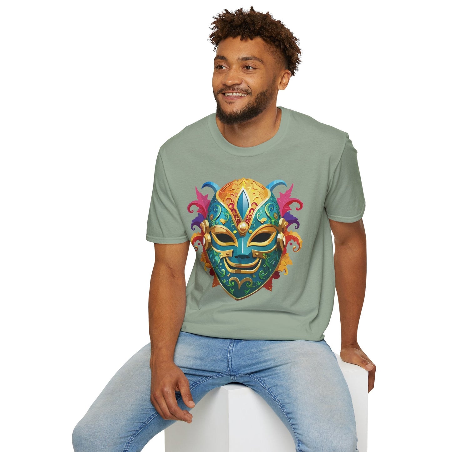 Mask Tee Shirt Unisex Softstyle Gildan 64000 100 Percent Ring Spun Cotton Comfortable Masquerade Tee