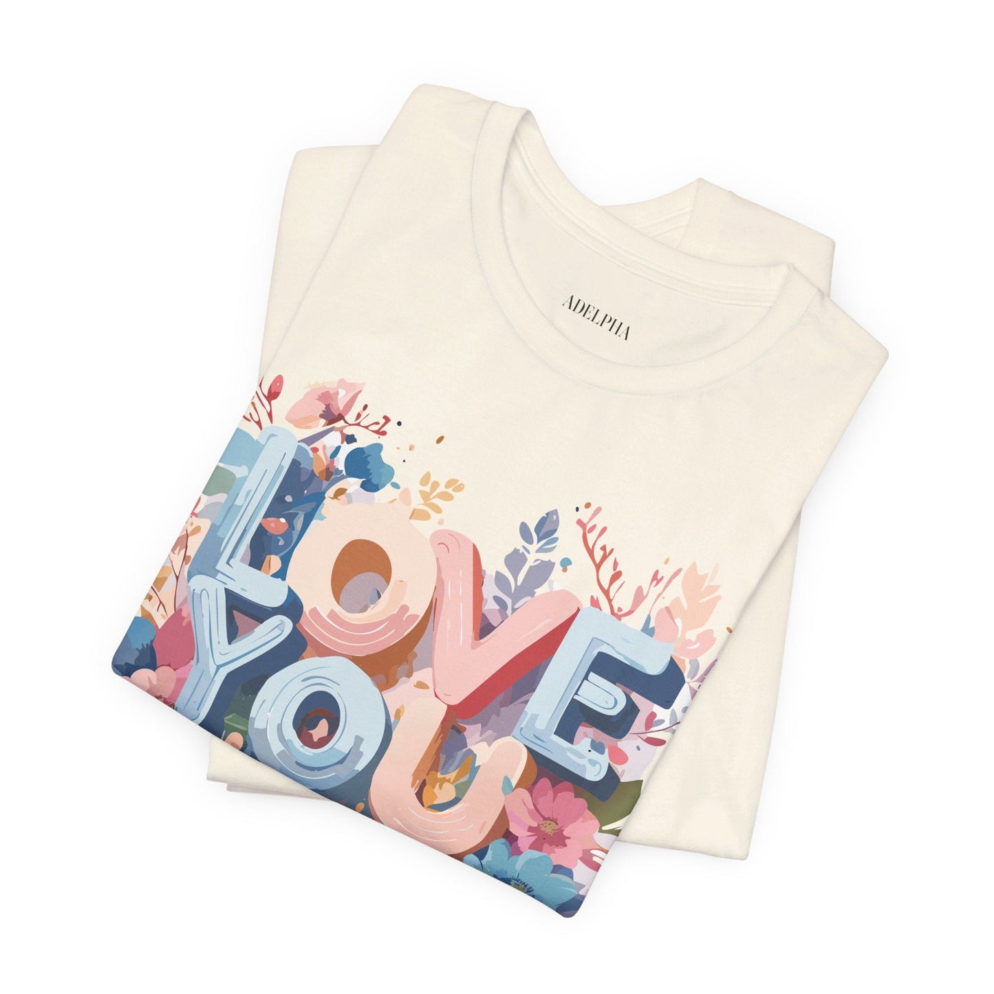 Valentine Day Graphic Unisex 100 Cotton Vintage Artwork with Love and Flower Design Tee 41