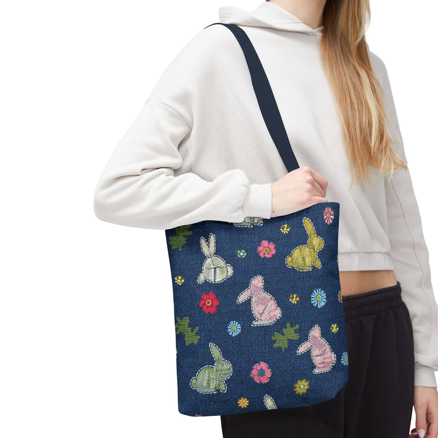 Easter Graphic Design Denim Fabric Imitation Print Unisex Canvas Bag Poly Spun 3 Sizes Tote Bag 204-7