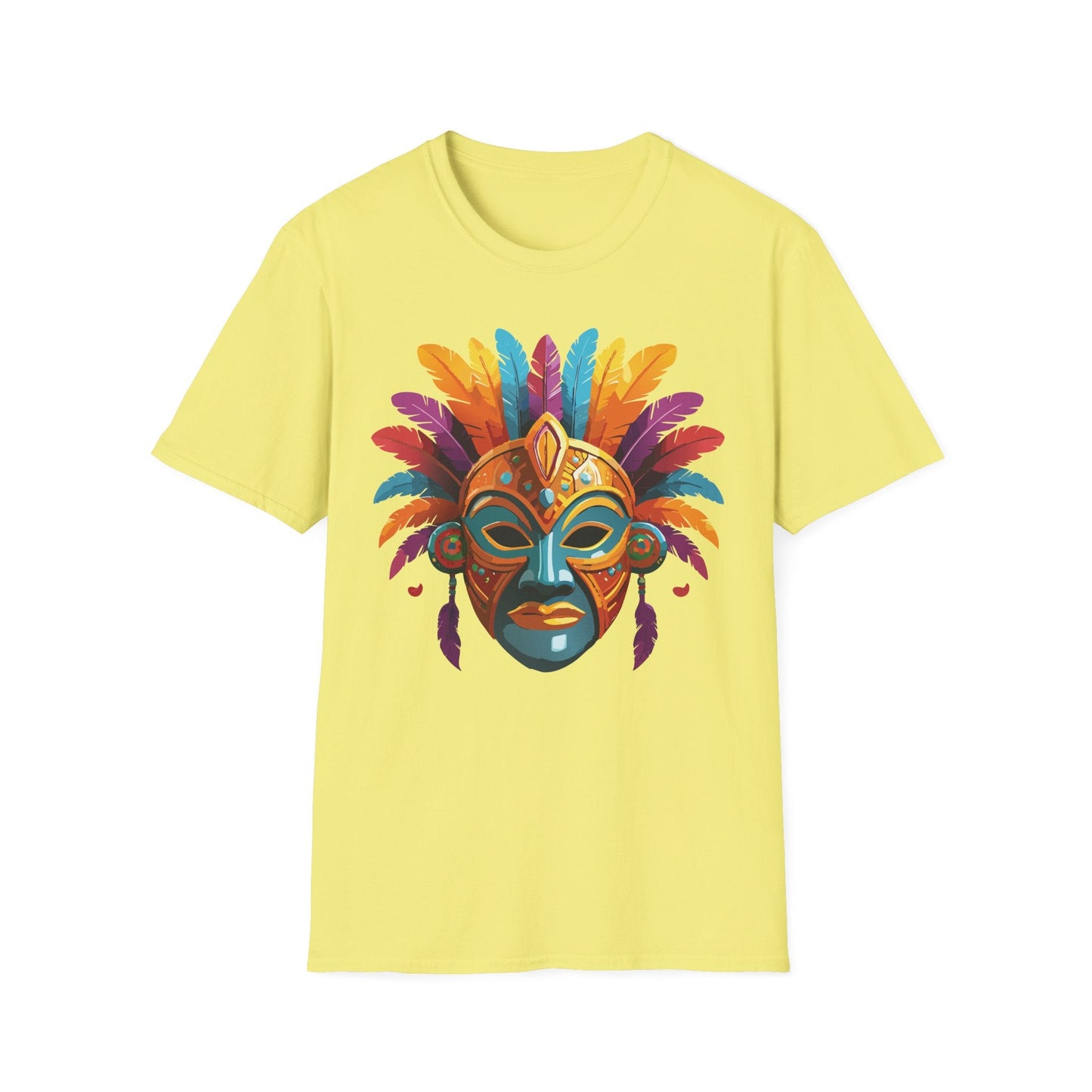 Unisex Gildan Mask T Shirt Softstyle 64000 With Art Design Lightweight Cotton Tee