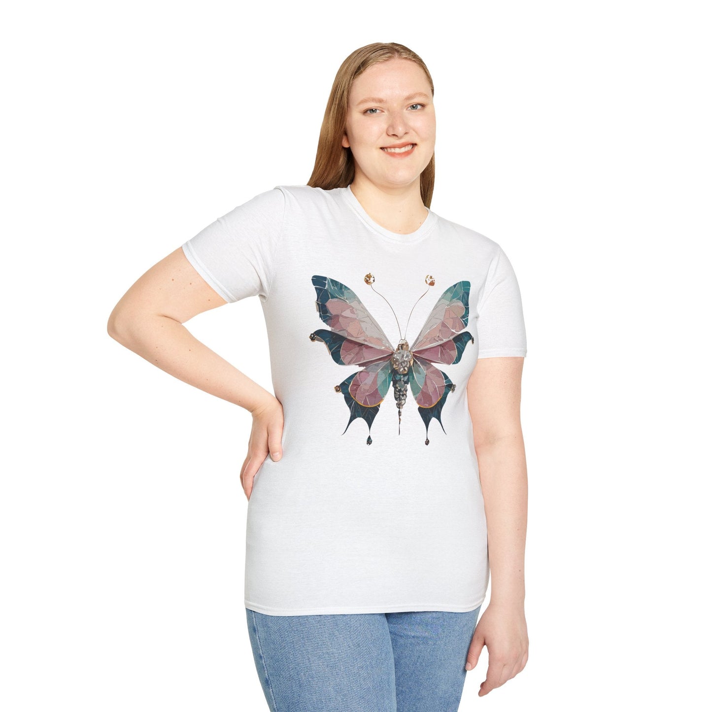 Butterfly Shirt Unisex T Shirt Monarch Print Gildan Softstyle 64000 100 Percent Ring Spun Cotton