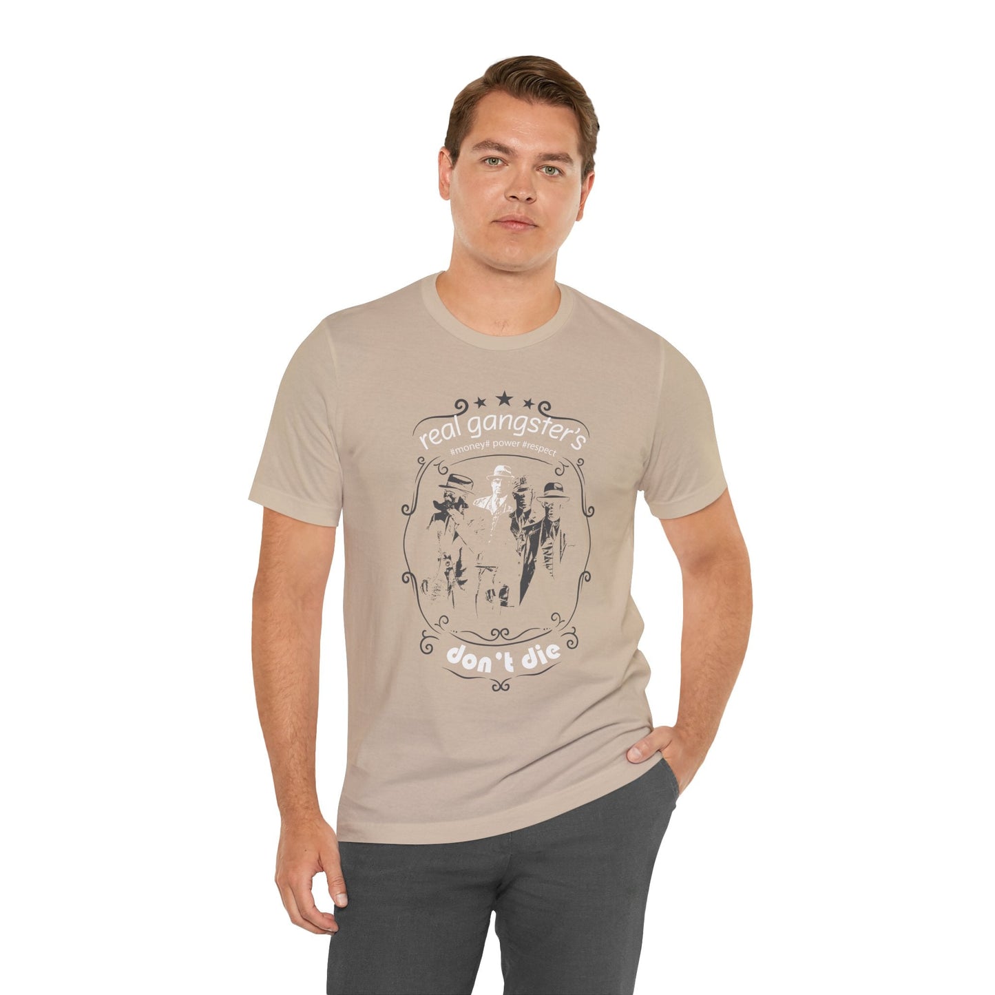 Real Gangsters Don't Die T-Shirt Vintage Outlaw Illustration Retro Biker Tee A-3