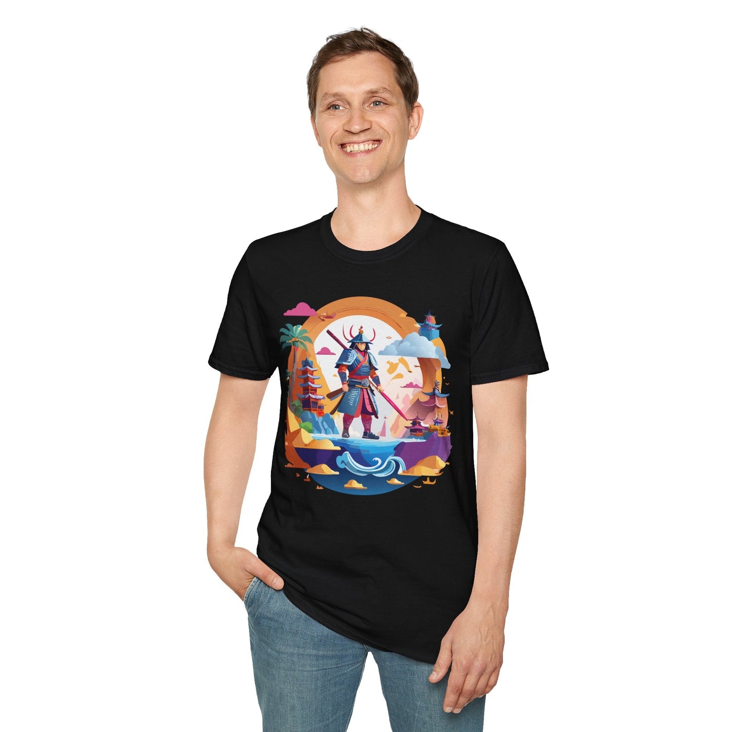 Samurai T Shirt Unisex Gildan Softstyle 64000 100 Percent Ring Spun Cotton Lightweight Tee