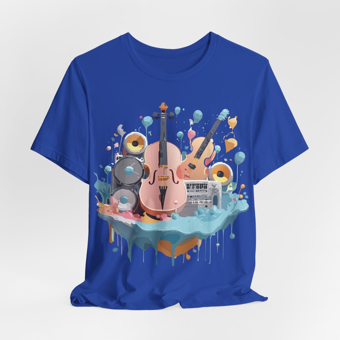 Music Graphic Unisex 100 Cotton Vintage Art with Musical Elements Tee 90