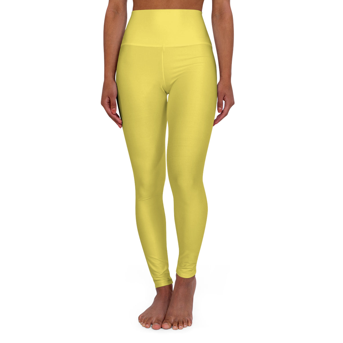 True Yellow Color High-Waist Yoga Leggings Women's Seamless Poly-Span Stretchy Pants XS-2XL