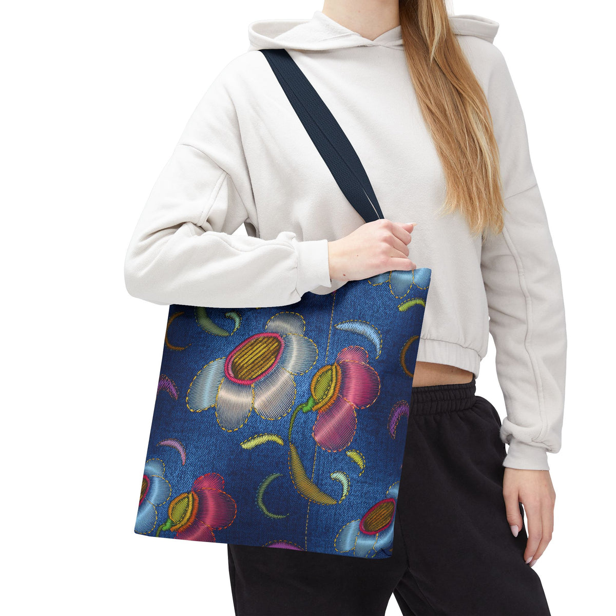 Denim Fabric Imitation Print Unisex Canvas Bag Poly Spun 3 Sizes Tote Bag 165