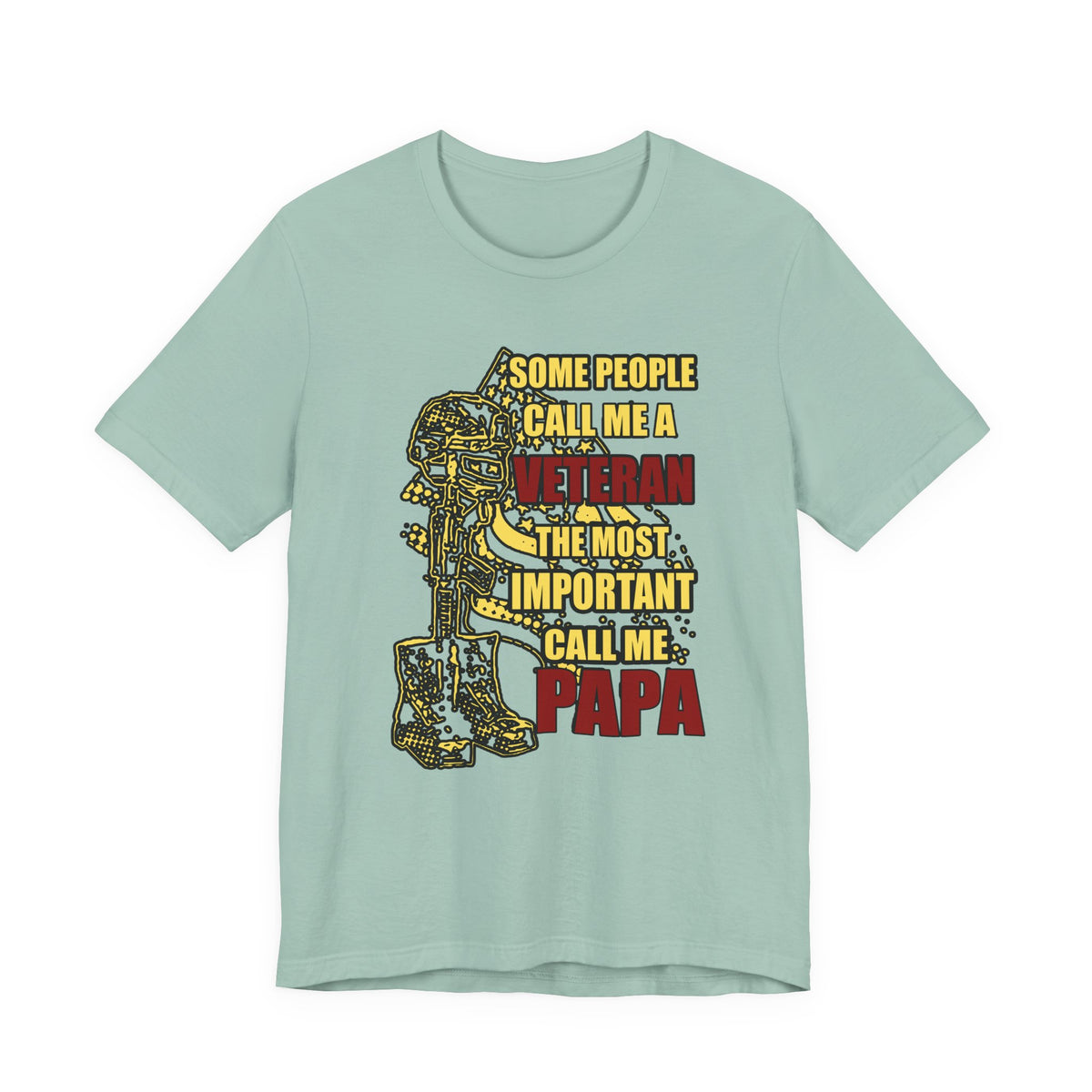 Veteran Papa Graphic Tee | Military Tribute Boots & Helmet Design Unisex Cotton v58