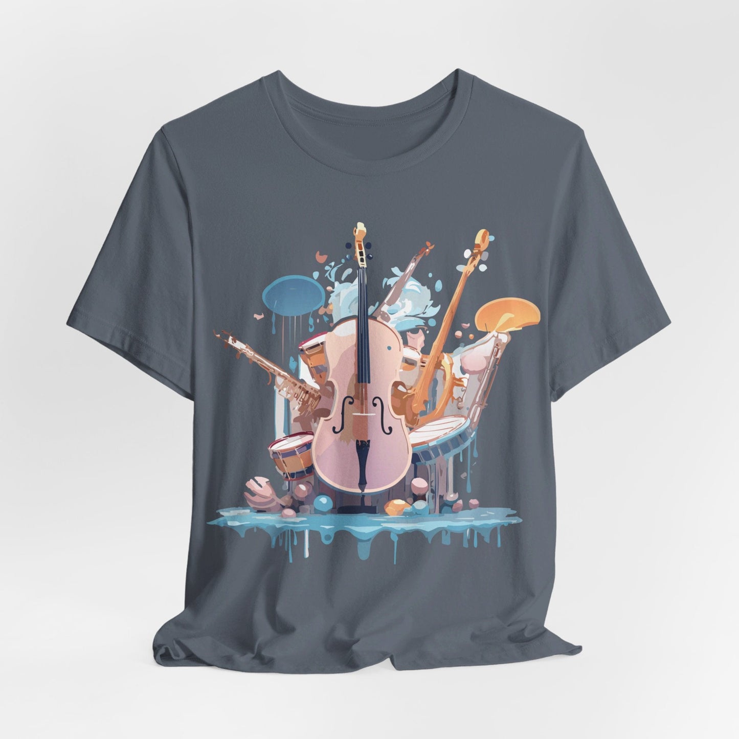 Music Graphic Unisex 100 Cotton Vintage Art with Musical Elements Tee 81
