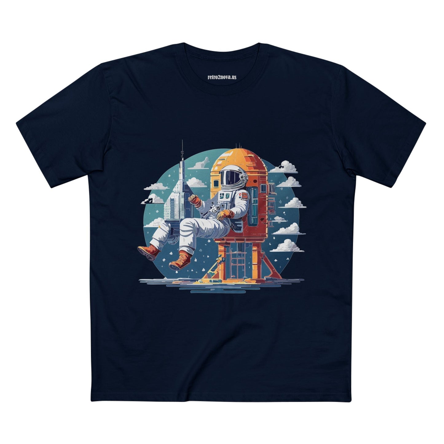 Cosmos Astronaut Shirt Unisex Premium Cotton Tee CS43 Original Art Design Retro2Nova Art Collection