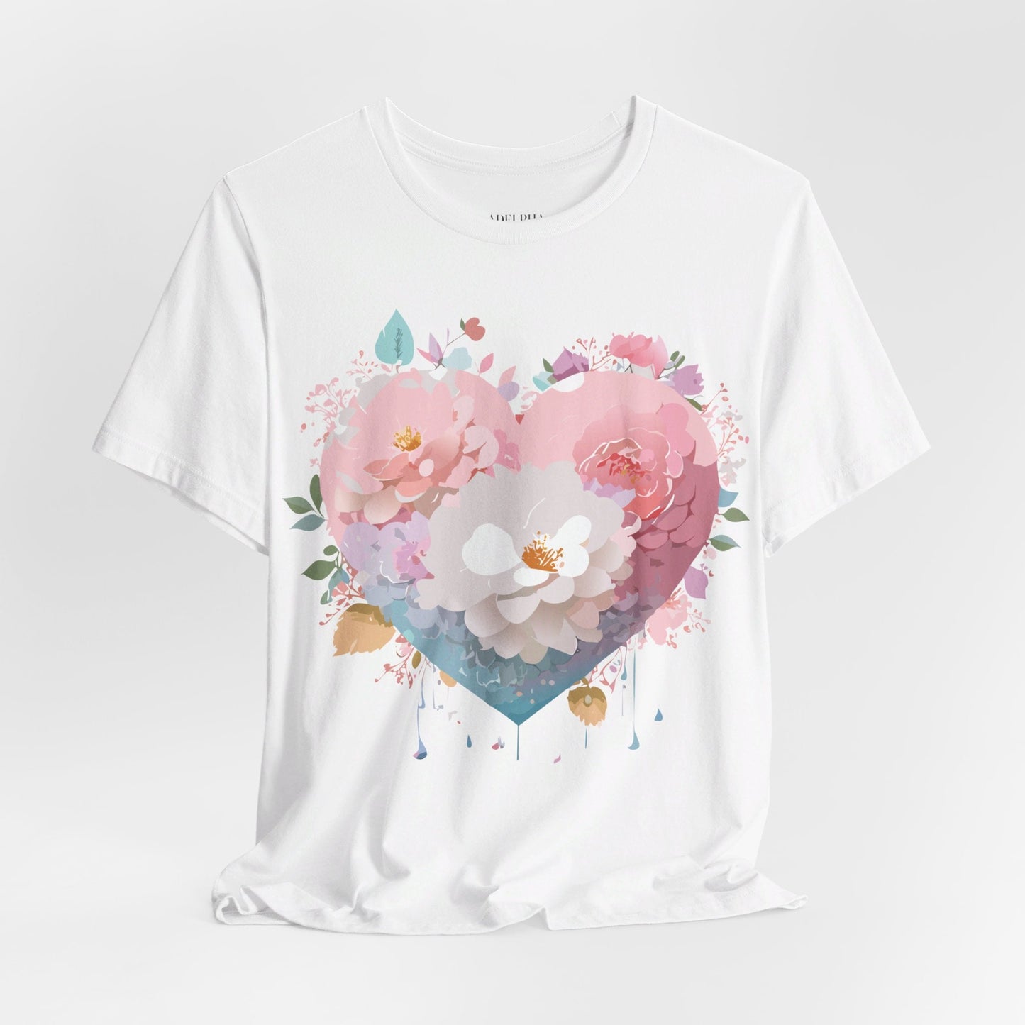 Valentine Day Graphic Unisex 100 Cotton Vintage Artwork with Love and Flower Design Tee 35