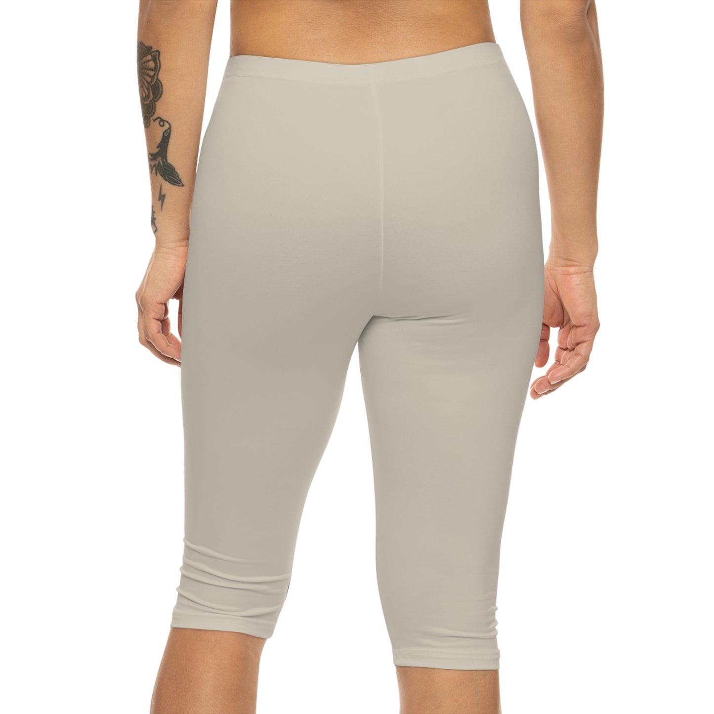 Bone Color Women's Brushed Suede Poly Span Casual Capri Leggings XS-2XL