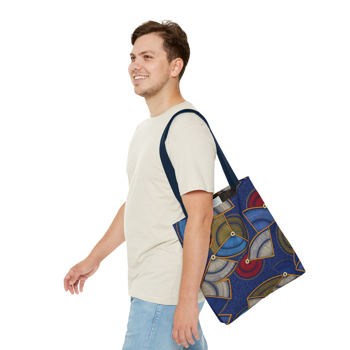 Denim Fabric Imitation Print Unisex Canvas Bag Poly Spun 3 Sizes Tote Bag 142