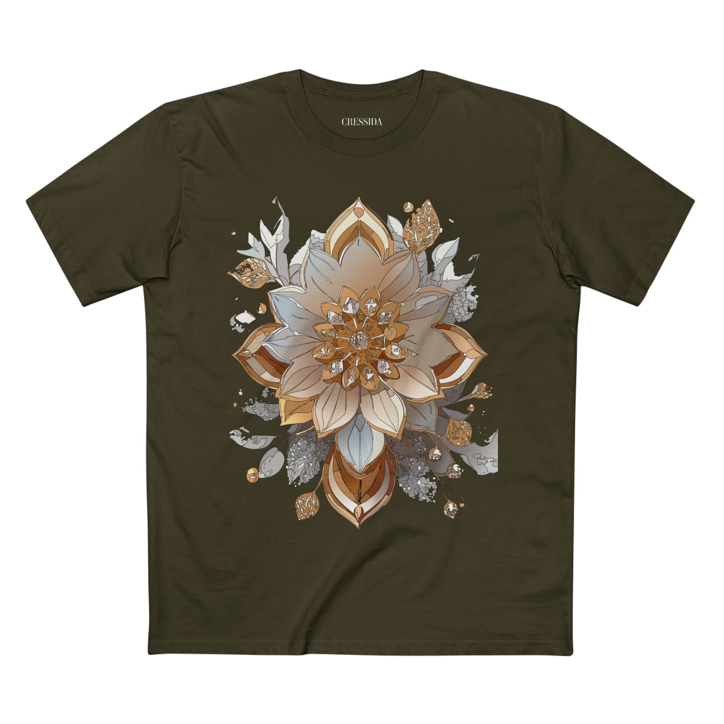 Floral Graphic T-Shirt Unisex 100 Cotton Art Design with Antique Flowers Tee 2