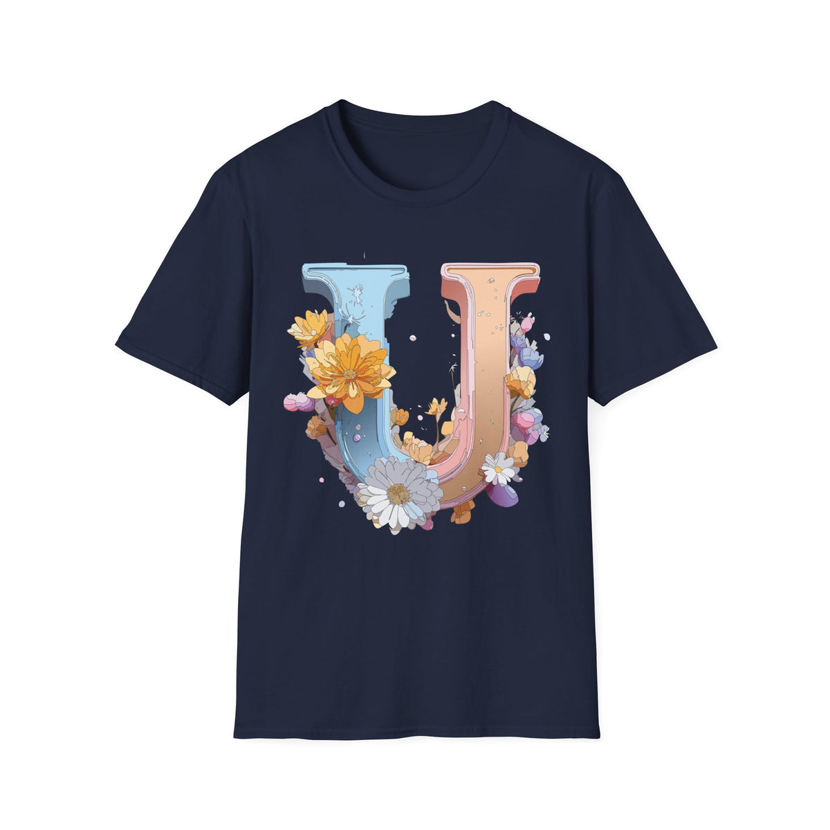 Floral Letter U T-Shirt | Botanical Monogram Tee