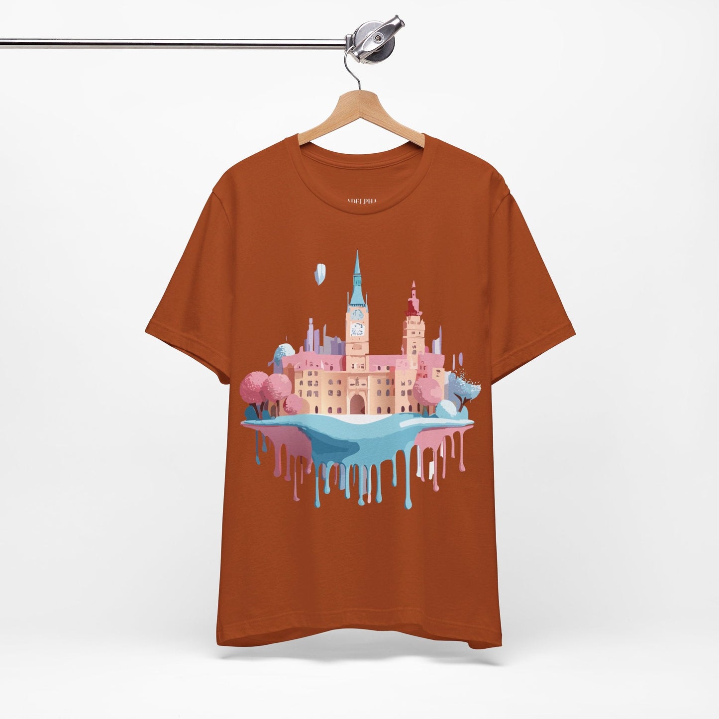 Prague Tourist Shirt Unisex Short Sleeve Graphic Tee Featuring Adelpha Vintage Artwork