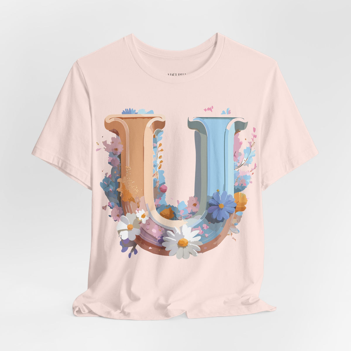 Letter U Graphic Unisex Cotton Bella+Canvas Tee with Art Letter Design