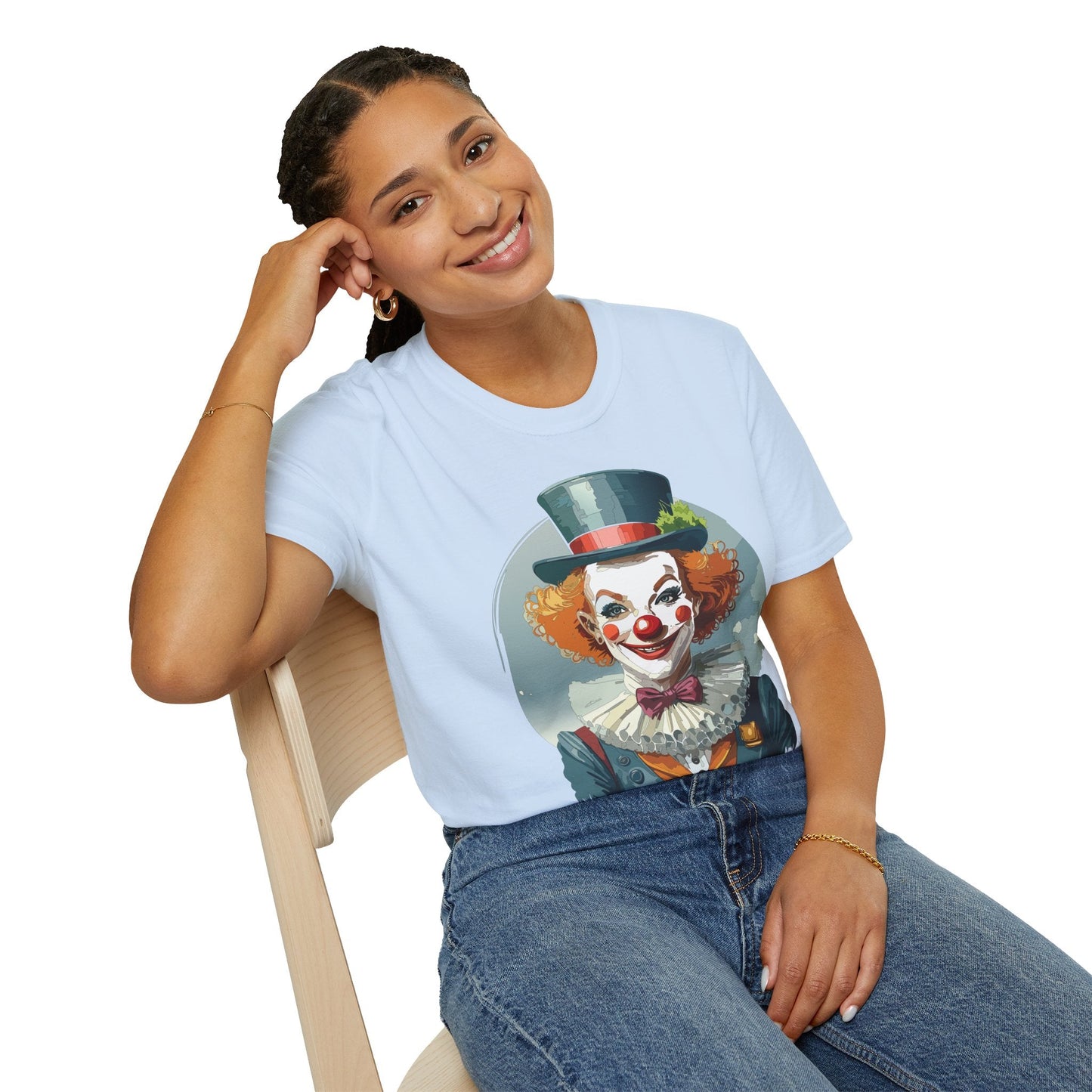 Unisex Clown Shirt Funny Man Circus Design Hundred Percent Ring Spun Cotton Gildan Softstyle Tee