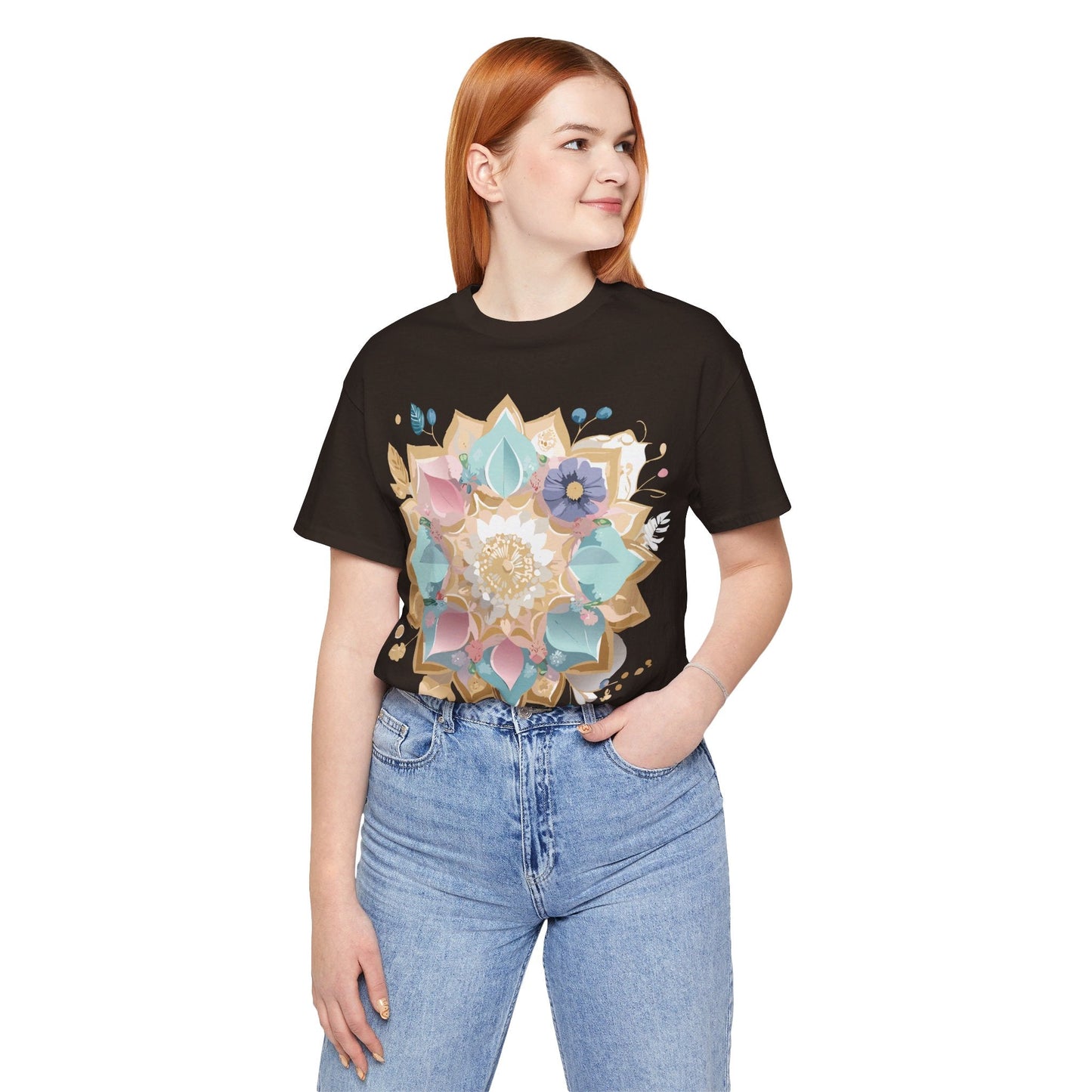 Mandala Graphic Unisex 100 Cotton Vintage Floral Artwork Tee 16
