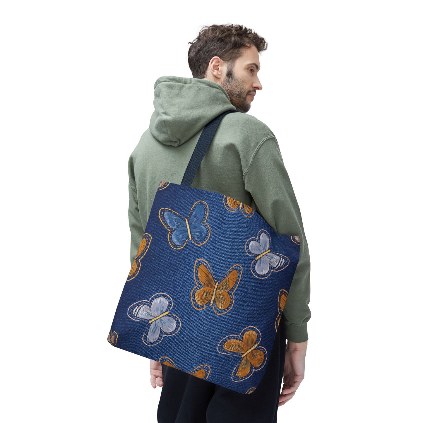 Denim Fabric Imitation Print Unisex Canvas Bag Poly Spun 3 Sizes Tote Bag 177